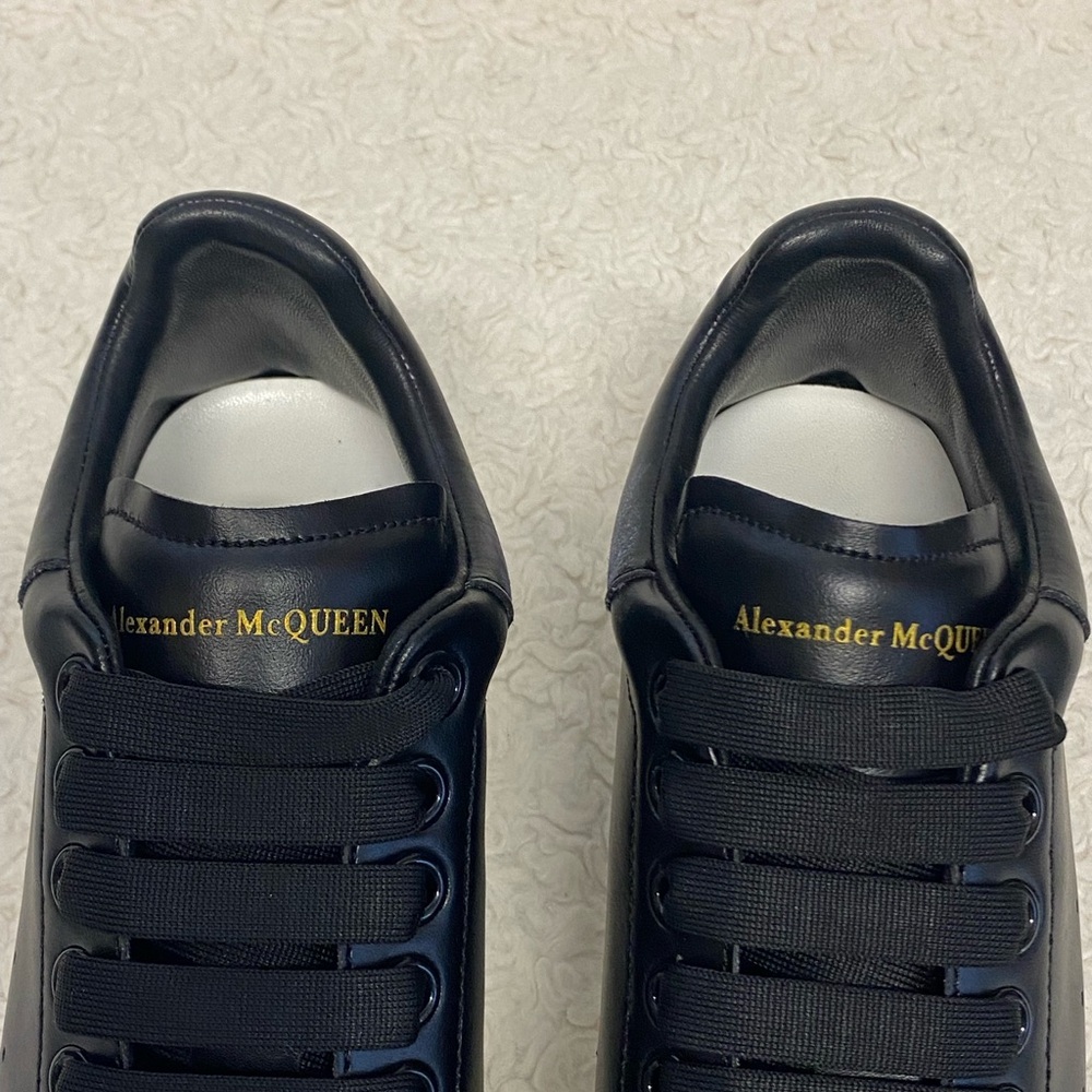 ALEXANDER MCQUEEN BLACK LEATHER OVERSIZED SNEAKERS WOMENS SIZE 6 (36) - Picture 7 of 12